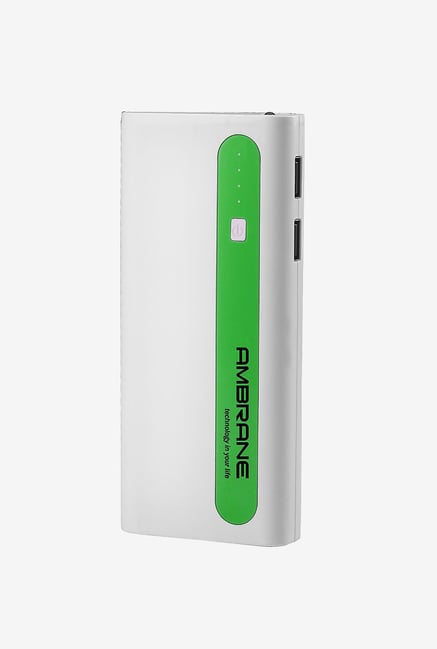Ambrane P-1310 13000 mAh Power Bank (White & Green) Ambrane P-1310 13000 mAh Power Bank (White & Green)