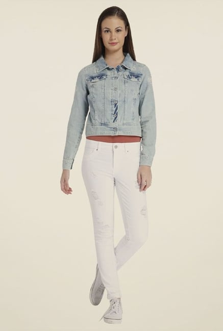 Only Blue Solid Jacket Only Blue Solid Jacket