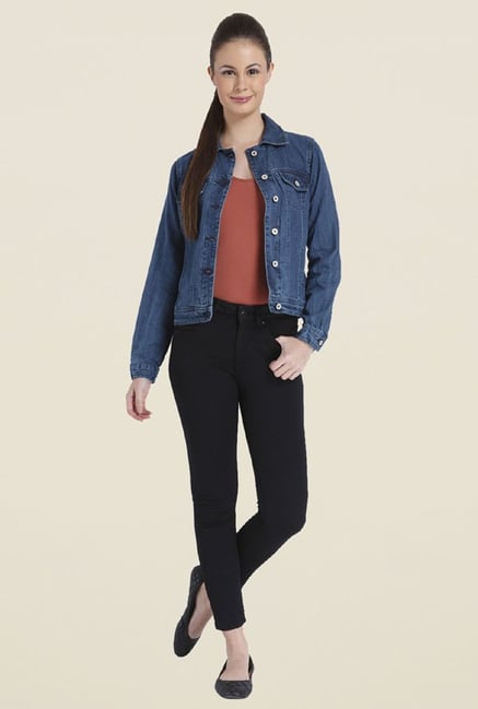 Only Blue Solid Jacket Only Blue Solid Jacket