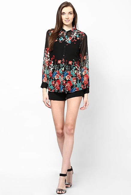 Only Black Floral Print Top Only Black Floral Print Top