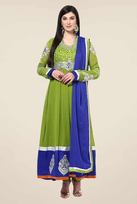 Yepme Beatrix Green & Blue Unstitched Suit Set Yepme Beatrix Green & Blue Unstitched Suit Set