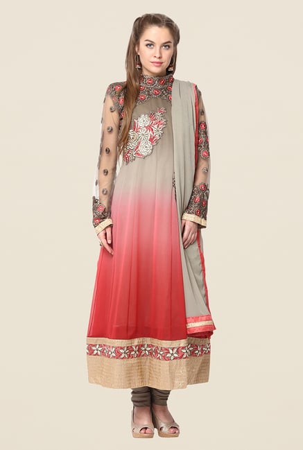 Yepme Baiely Grey & Pink Unstitched Suit Set Yepme Baiely Grey & Pink Unstitched Suit Set