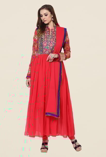 Yepme Bailey Pink Embroidered Unstitched Suit Set Yepme Bailey Pink Embroidered Unstitched Suit Set