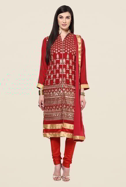 Yepme Barabal Red Unstitched Suit Set Yepme Barabal Red Unstitched Suit Set