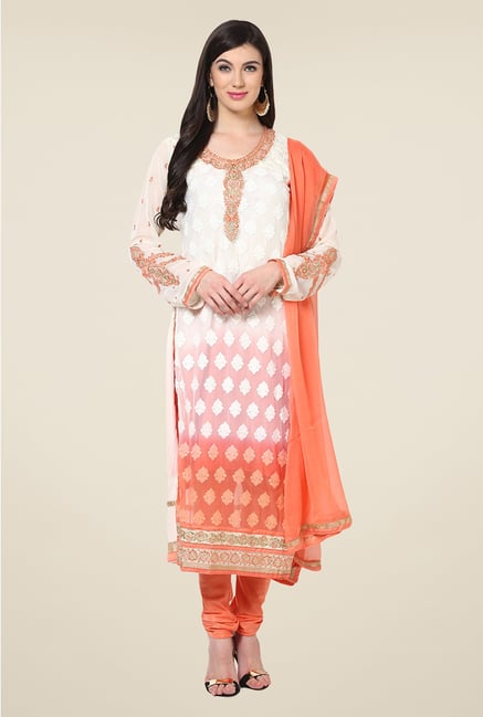 Yepme Belgin Off-white & Orange Unstitched Suit Set Yepme Belgin Off-white & Orange Unstitched Suit Set