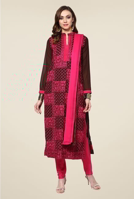 Yepme Helga Pink & Maroon Suit Set Yepme Helga Pink & Maroon Suit Set
