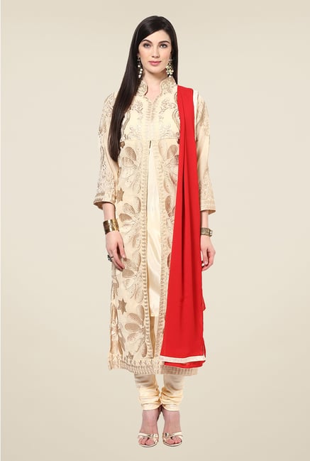 Yepme Helga Beige Unstitched Suit Set Yepme Helga Beige Unstitched Suit Set