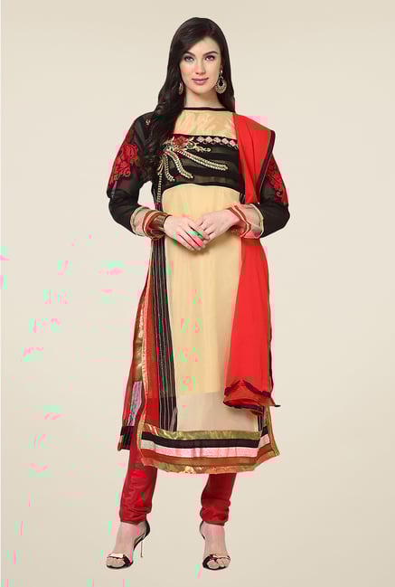 Yepme Cadence Beige & Red Unstitched Suit Set Yepme Cadence Beige & Red Unstitched Suit Set