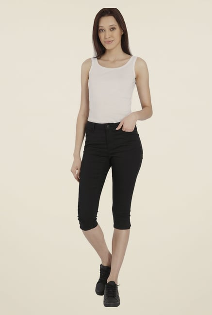 Vero Moda Black Solid Capri Vero Moda Black Solid Capri