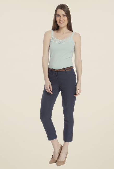 Vero Moda Navy Solid Chinos Vero Moda Navy Solid Chinos