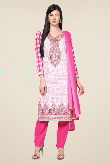 Yepme Ernestine Pink Unstitched Suit Set Yepme Ernestine Pink Unstitched Suit Set
