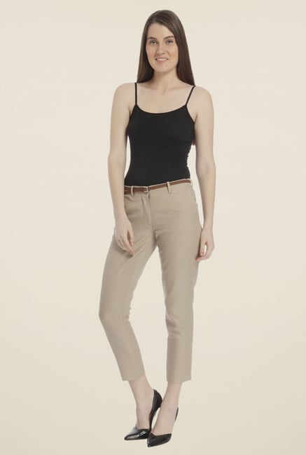 Vero Moda Beige Solid Chinos Vero Moda Beige Solid Chinos