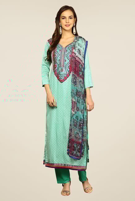 Yepme Rosabelle Green Unstitched Suit Set Yepme Rosabelle Green Unstitched Suit Set