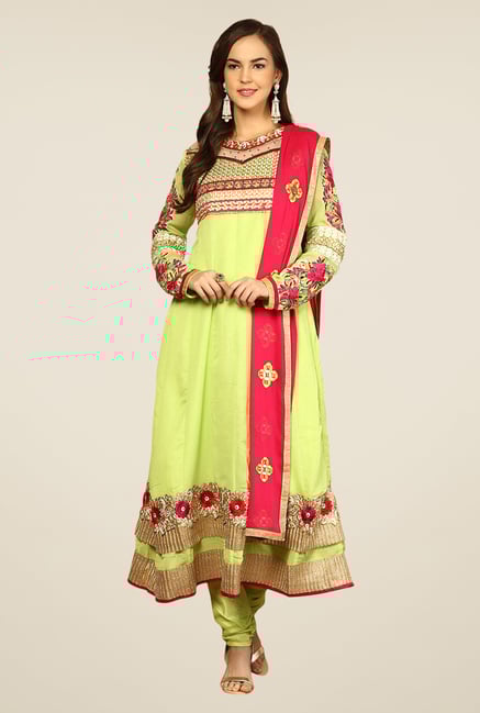 Yepme Green Elegance Unstitched Suit Set Yepme Green Elegance Unstitched Suit Set