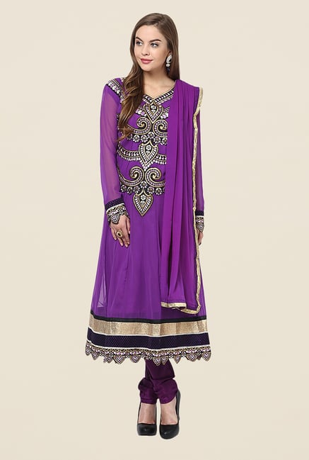 Yepme Purple Chante Unstitched Suit Set Yepme Purple Chante Unstitched Suit Set
