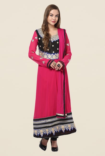 Yepme Pink Chante Unstitched Suit Set Yepme Pink Chante Unstitched Suit Set
