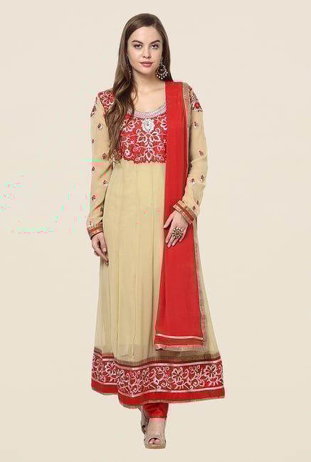 Yepme Beige Chante Unstitched Suit Set Yepme Beige Chante Unstitched Suit Set