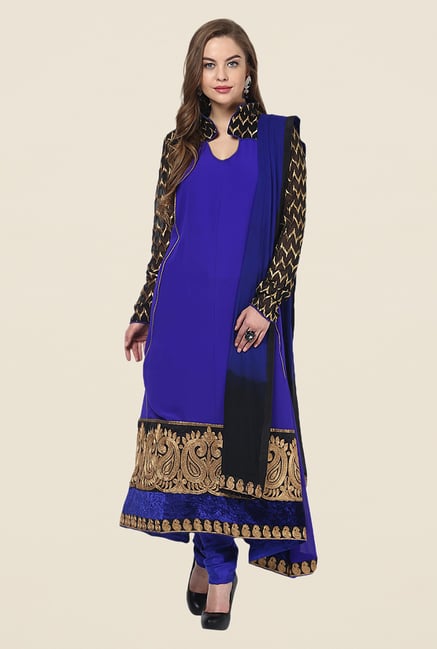 Yepme Blue Chante Unstitched Suit Set Yepme Blue Chante Unstitched Suit Set