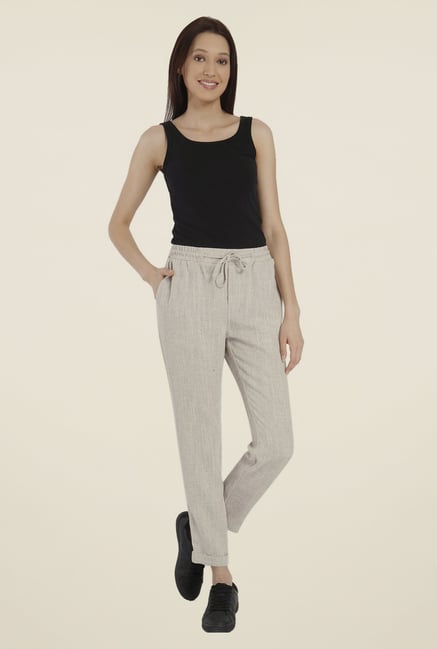 Vero Moda Beige Textured Trackpants Vero Moda Beige Textured Trackpants
