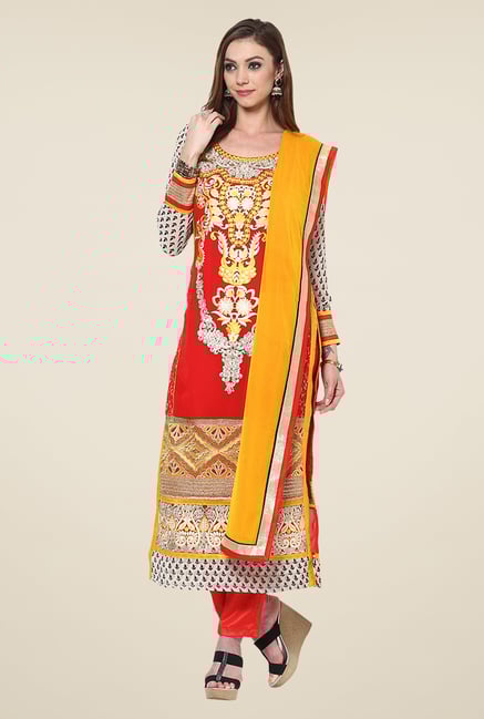 Yepme Vivaana Red Unstitched Suit Set Yepme Vivaana Red Unstitched Suit Set