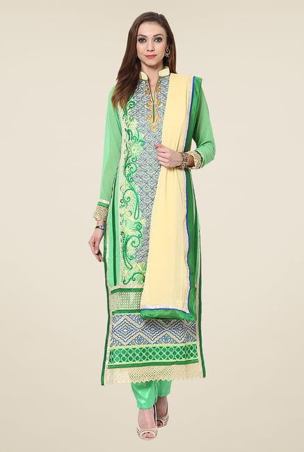 Yepme Vivaana Green Unstitched Suit Set Yepme Vivaana Green Unstitched Suit Set