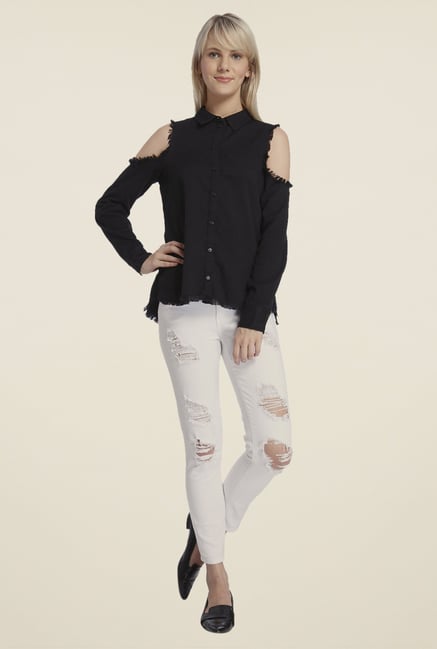 Vero Moda Black Solid Top Vero Moda Black Solid Top