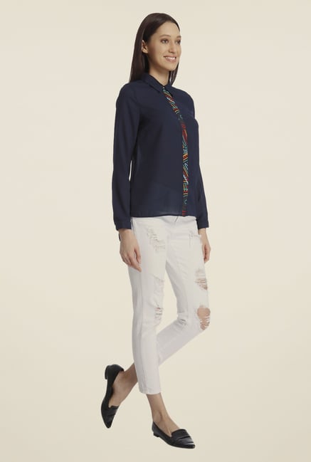Vero Moda Navy Solid Shirt Vero Moda Navy Solid Shirt