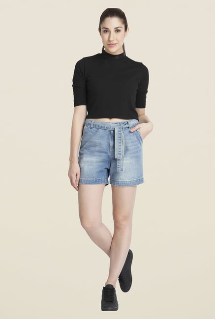 Vero Moda Blue Solid Shorts Vero Moda Blue Solid Shorts