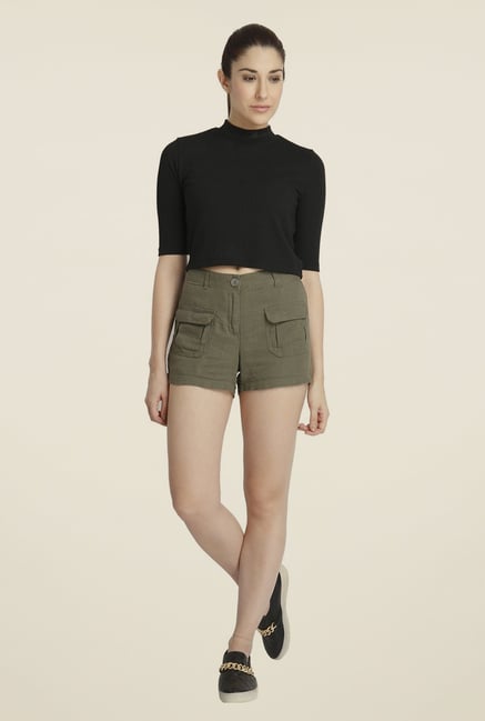 Vero Moda Olive Solid Shorts Vero Moda Olive Solid Shorts