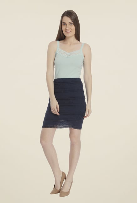 Vero Moda Navy Self Print Skirt Vero Moda Navy Self Print Skirt
