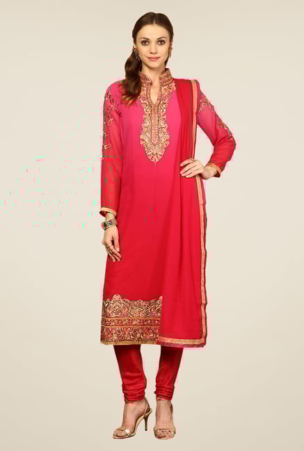 Yepme Pink Elevira Unstitched Suit Set Yepme Pink Elevira Unstitched Suit Set