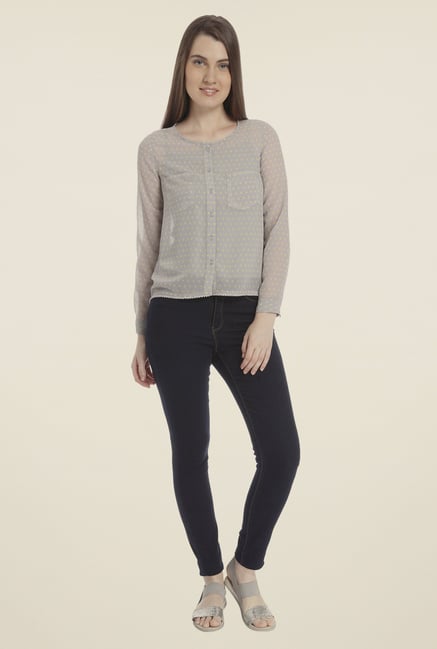 Vero Moda Grey Polka Dot Top Vero Moda Grey Polka Dot Top