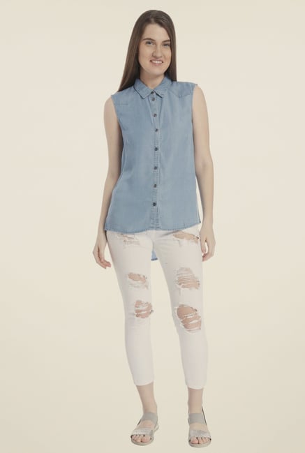 Vero Moda Blue Solid Shirt Vero Moda Blue Solid Shirt