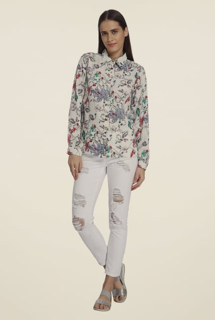 Vero Moda White Floral Print Shirt Vero Moda White Floral Print Shirt