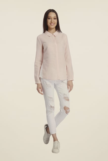 Vero Moda Light Pink Solid Shirt Vero Moda Light Pink Solid Shirt