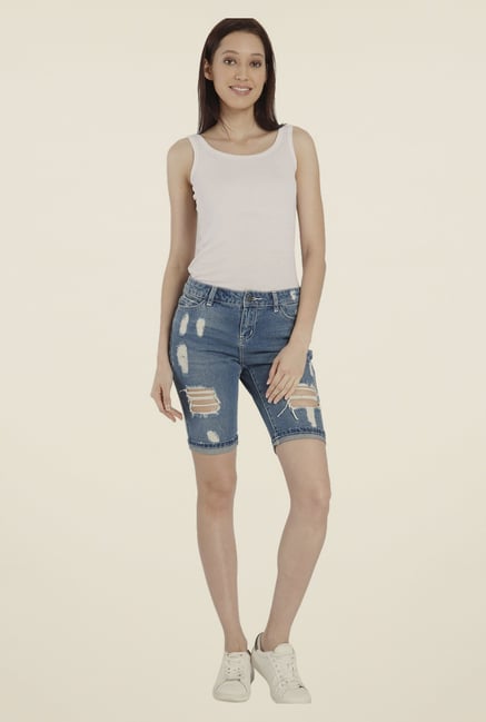 Vero Moda Dark Blue Distressed Shorts Vero Moda Dark Blue Distressed Shorts