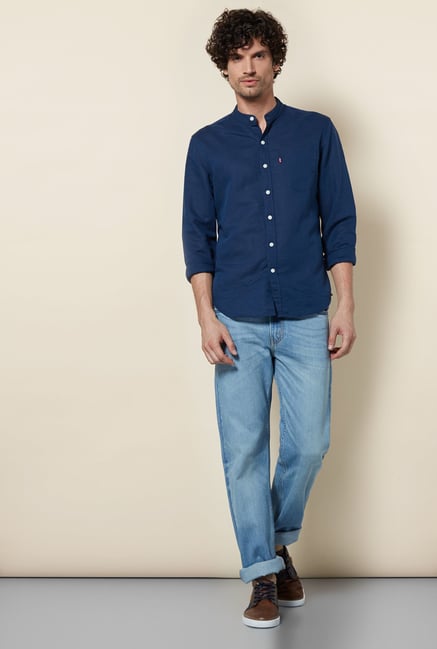Levi's Navy Mandarin Shirt Levi's Navy Mandarin Shirt