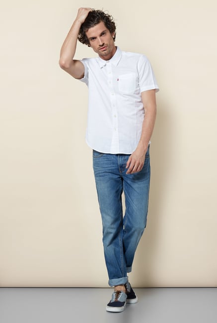 Levi's White Linen Blend Shirt Levi's White Linen Blend Shirt