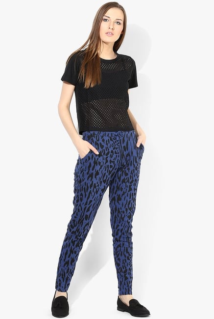 Only Blue Printed Trousers Only Blue Printed Trousers