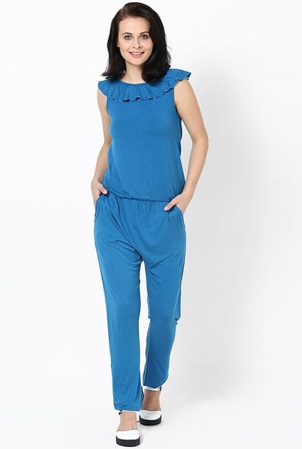 Only Blue Solid Jumpsuit Only Blue Solid Jumpsuit