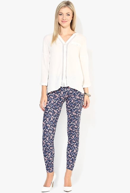 Only Navy Floral Print Jeggings Only Navy Floral Print Jeggings