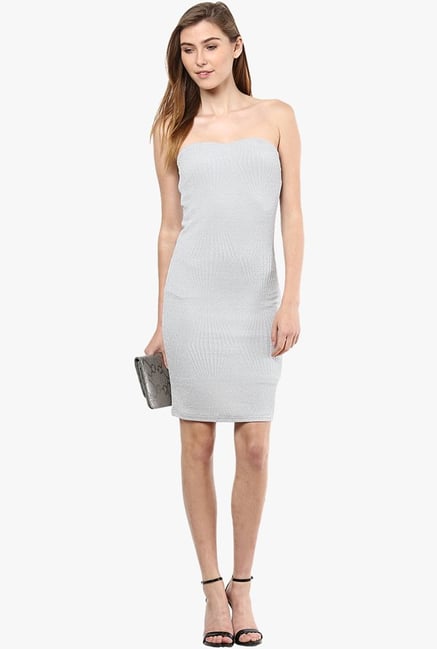 Only Light Grey Solid Dress Only Light Grey Solid Dress