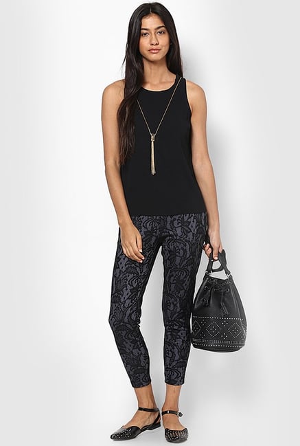 Only Grey Floral Print Jeggings Only Grey Floral Print Jeggings