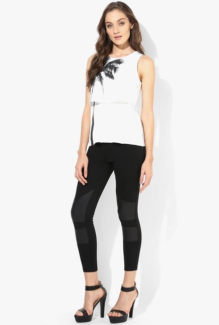 Only Black Solid Paneled Leggings Only Black Solid Paneled Leggings