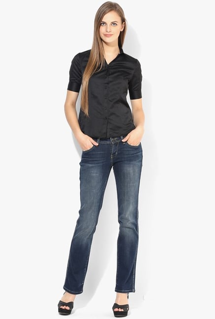 Only Dark Blue Solid Jeans Only Dark Blue Solid Jeans
