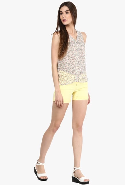 Only Yellow Solid Shorts Only Yellow Solid Shorts