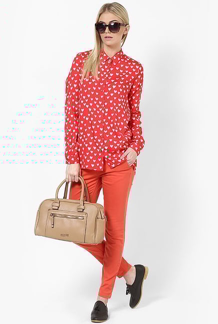 Only Red Heart Print Shirt Only Red Heart Print Shirt