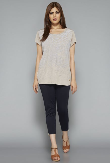 Gia by Westside Beige Printed Top Gia by Westside Beige Printed Top