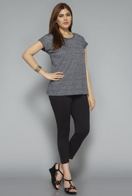 Gia by Westside Grey Embellished T Shirt Gia by Westside Grey Embellished T Shirt