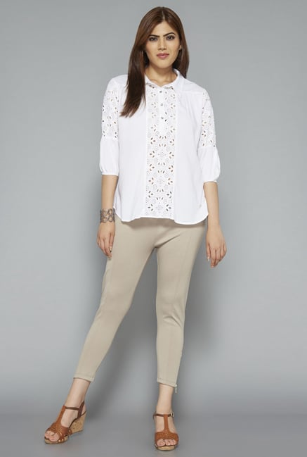Gia by Westside White Solid Blouse Gia by Westside White Solid Blouse